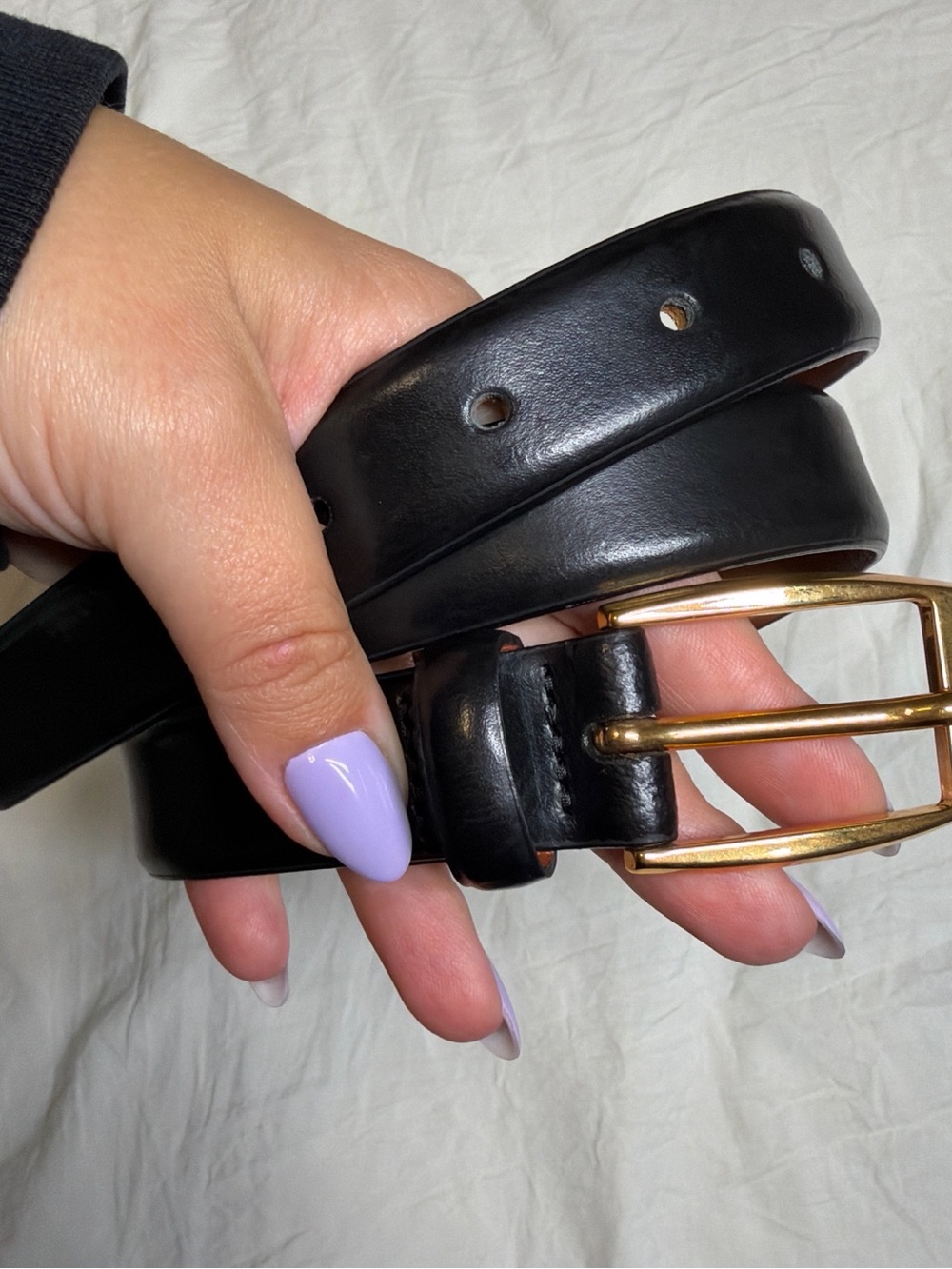 Casual Corner Chestnut Brown Leather Belt with Debossed Logo